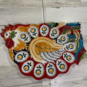 Home Accents Emily Handcrafted Rooster Deviled Egg Platter